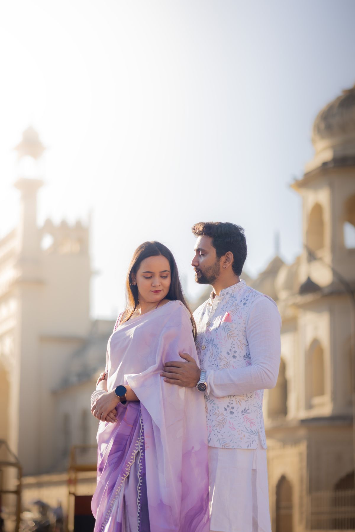 Elegant couple in designer traditional attire